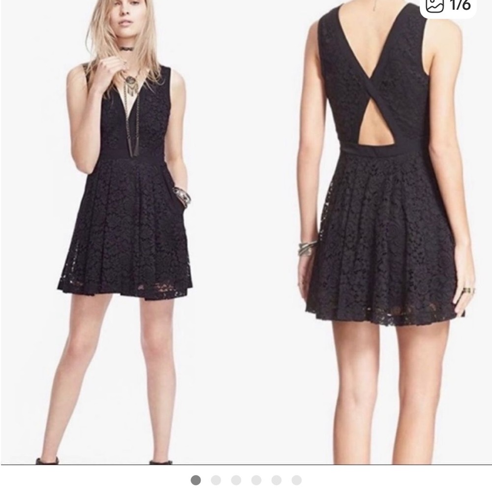 Free People Black Lace Skater Dress